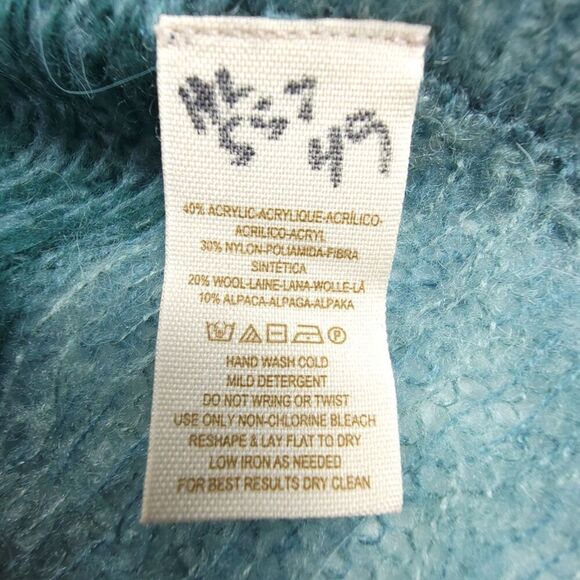 FREE PEOPLE Alpaca Wool Candlelight Oversized Tunic Sweater Small Blue Boho - Picture 7 of 8